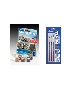 Revell 39066 Weathering 6 Paint Set and Revell 29610 Painta Flat Brush 3-Set