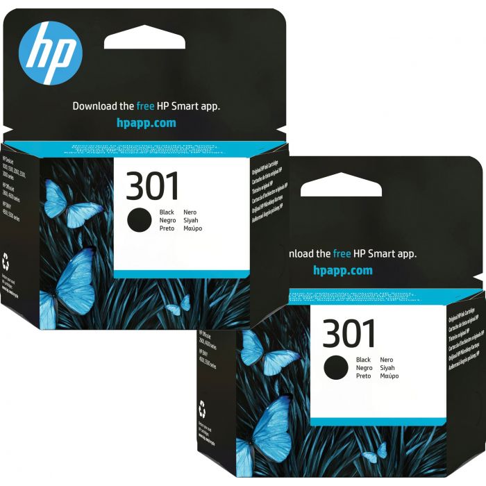 kunst Visa Merg HP 301 Black Ink Cartridge Twin Pack